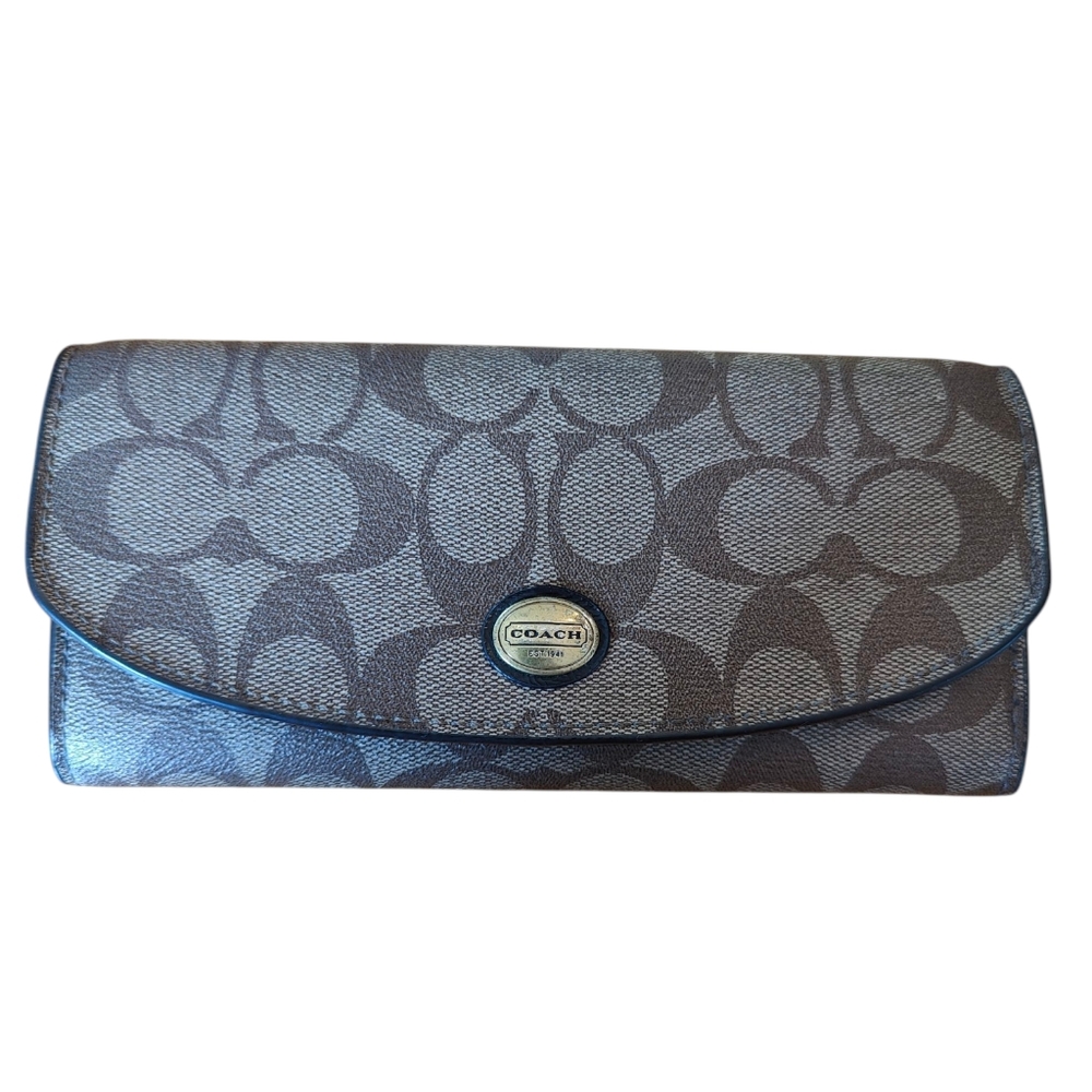 Coachโ Authentic Flap Long Wallet Envelope Kaki